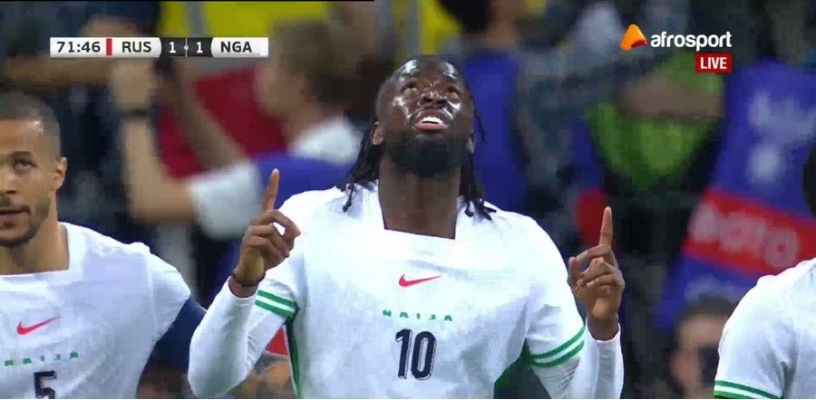Super Eagles end Russia's winning streak, play 1-1 with Russia