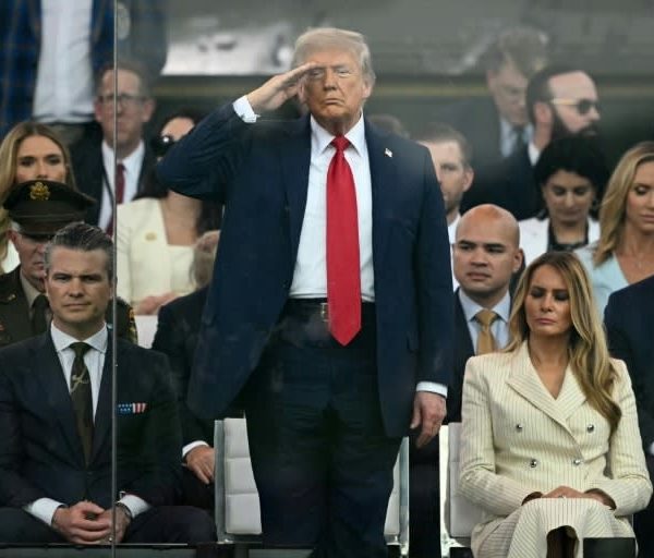 Trump goes on with military parade amid protests across US