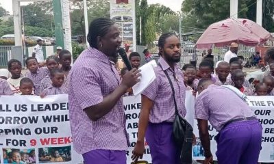 VeryDarkman and school children stage protest in Abuja