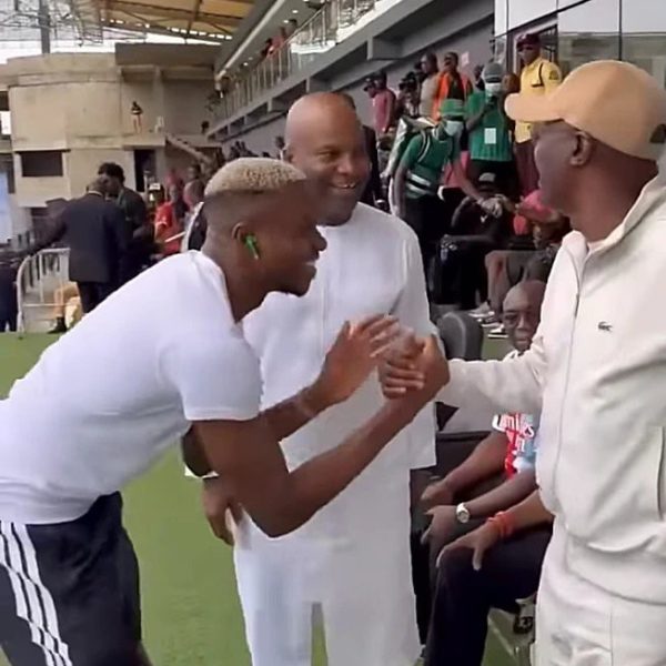 Football star, Victor Osimhen spotted having a good time with gov Sanwo-Olu in Lagos