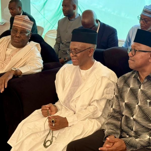 VIDEO: Atiku, Obi, El-Rufai Storm Daura for Buhari’s Fidau Prayer
