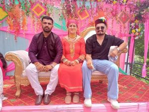 Indian bride with her husbands.