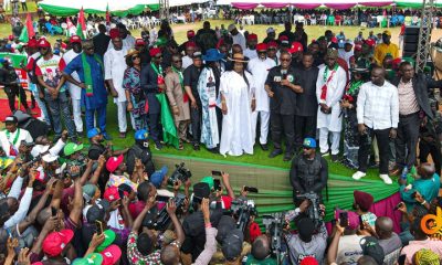 Labour Party 2023 presidential candidate, Peter Obi, Senator Victor Umeh, Senator Tony Nwoye, prominent political figures, dignitaries and mammoth crowd of supporters converge to cheer George Muoghalu to victory in Anambra 2025 election