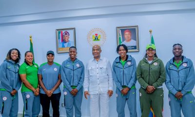 Governor Hope Uzodimma and some Super Falcons players from Imo State