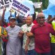 Abure-led LP faction protests at INEC HQ