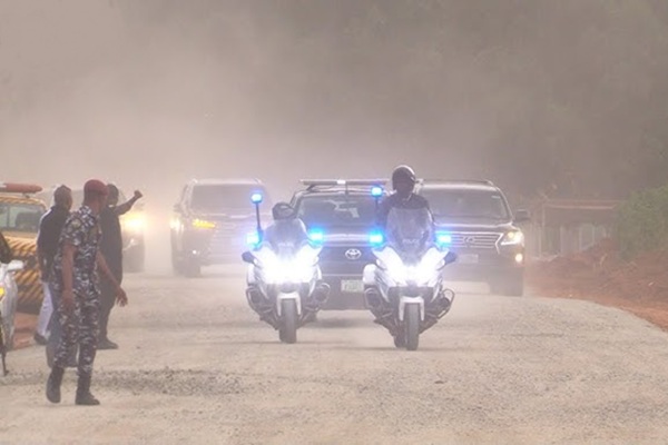 Minister of the federal Capital Territory (FCT), Mr. Nyesom Ezenwo Wike's typical convoy in the streets of Abuja