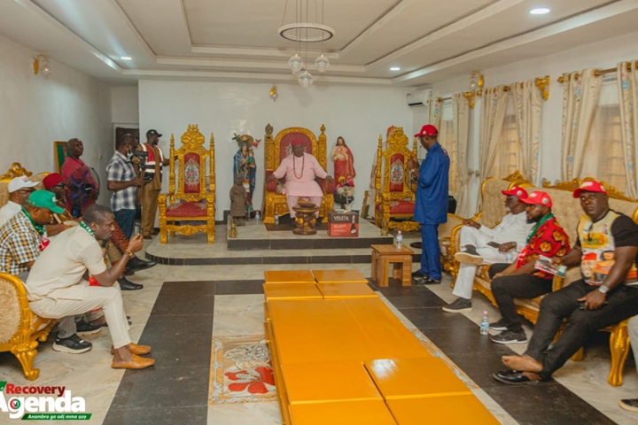 George Moghalu with HRM Igwe George Obalim Ekwealor (KSJI), Igwe of Umuoba Anam Kingdom