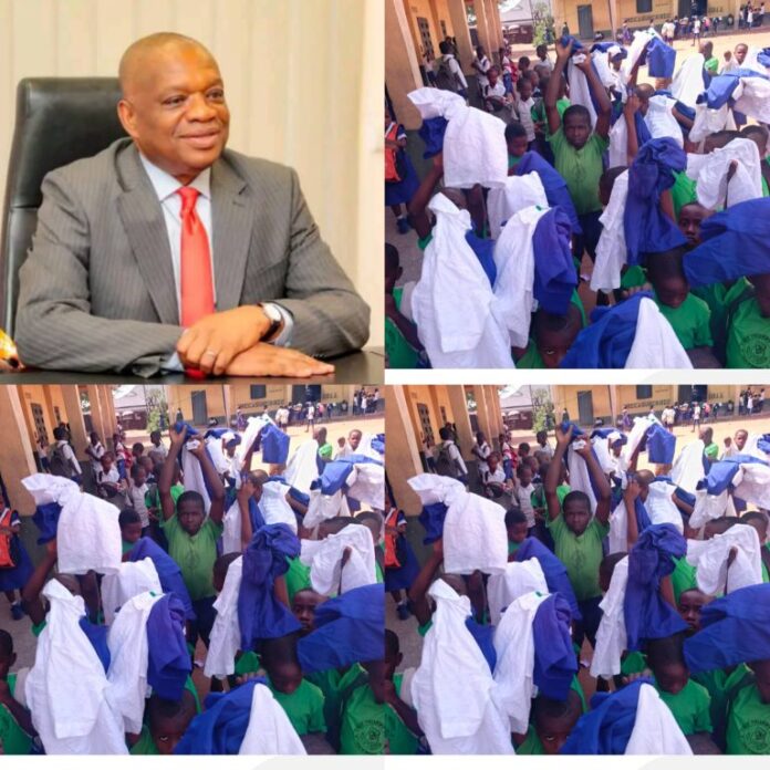 Senator Kalu distributes educational materials in Ohafia, unveils completed projects
