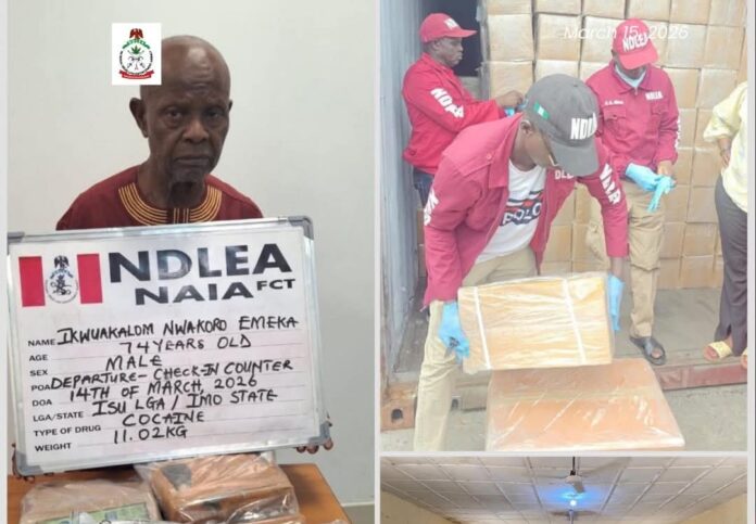 UK-bound 74-yr-old man arrested at Abuja airport with 11kg cocaine