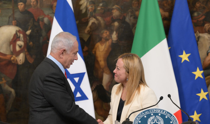 israel pm benjamin netanyahu and Italian president Meloni.
