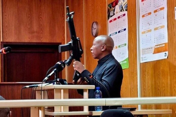 JULIUS MALEMA SEEN WITH GUN DURING RALLY.