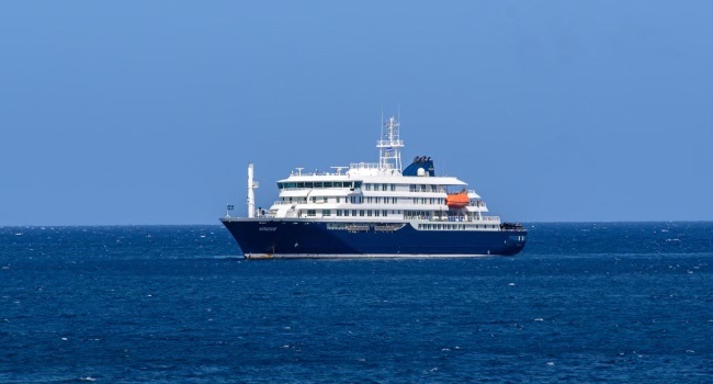 cruise ship in Atlantic sea.
