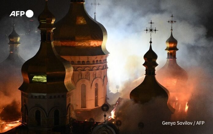 Deadly Russian Assault on Ukraine Leaves 11 Dead, Cathedral Burning.