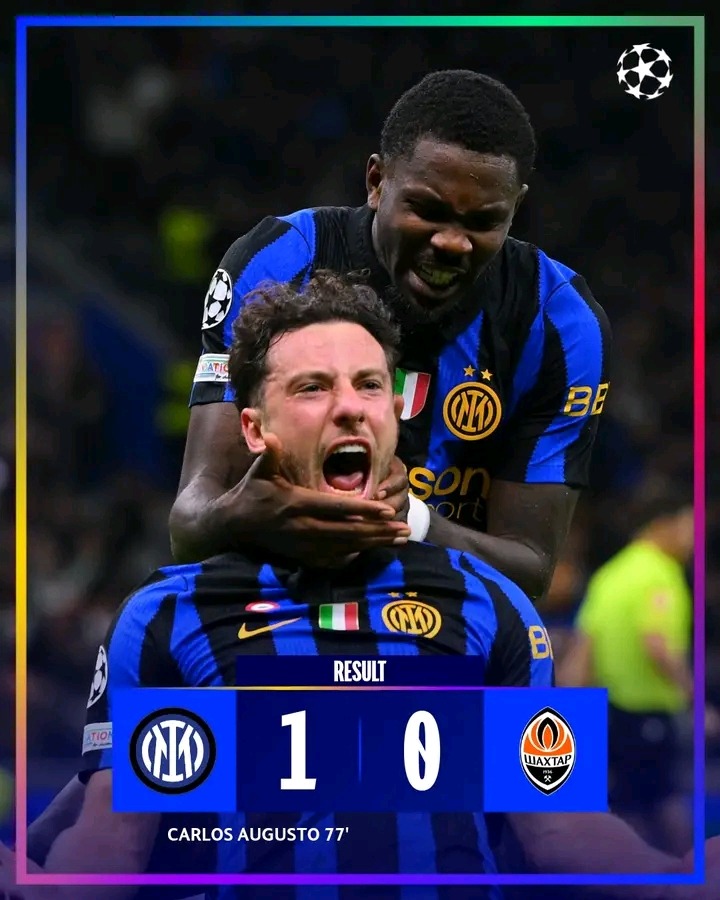 Champions League: Inter Milan Survive Bastoni Red Card to Beat Shakhtar